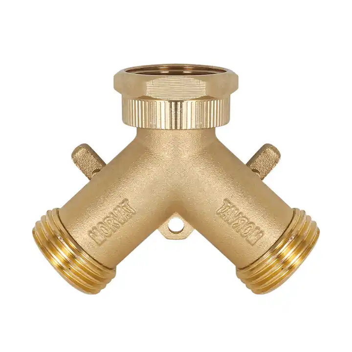 GeRain 3/4" Garden Y Shaped Brass Water Pipe Connector 2 Way Water Hose Splitter