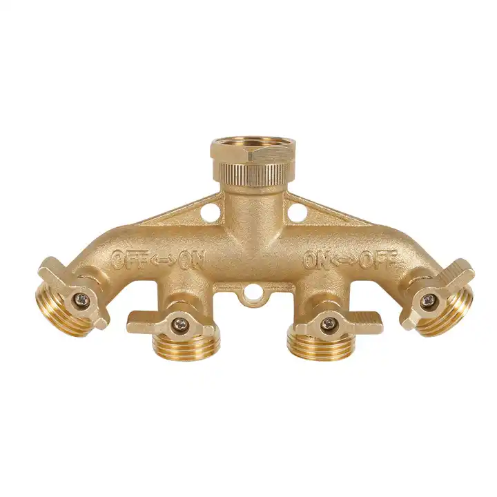 GeRain Heavy Duty Brass 4 Way Hose Splitter Valve Water Manifold