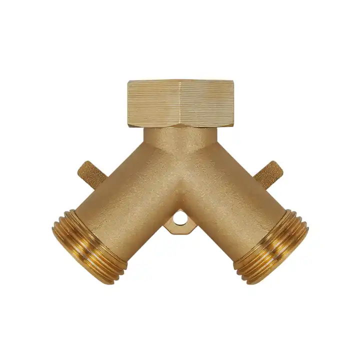 GeRain 3/4" Brass Garden 2 Way Y Shaped Water Hose Splitter Connector