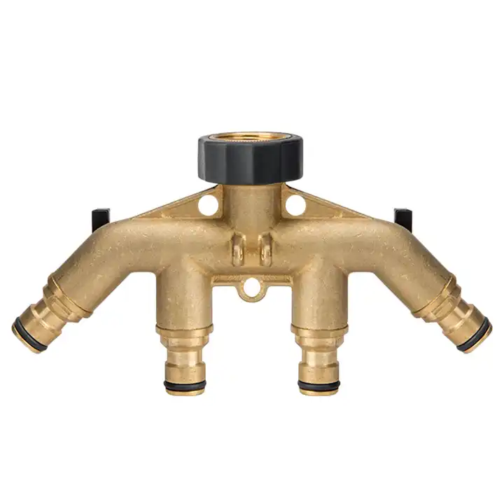 GeRain Brass Faucet Manifold 4 Way Water Hose Shut-off Valve