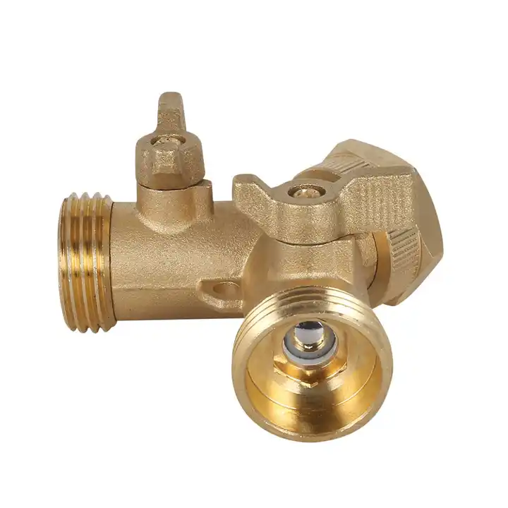 GeRain 3/4" Garden Y Shaped Brass Water Pipe Connector 2 Way Water Hose Splitter