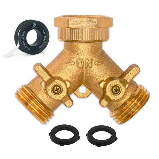 GerainGarden Two Way Y Brass Hose Connector