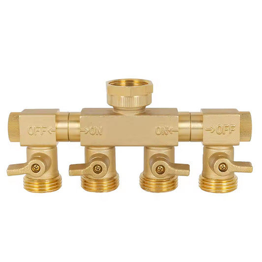 GerainGarden 4 Way 3/4 Hose Connector Splitter with Two Rotating Branches Pipe Fitting