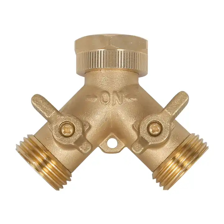 GeRain 3/4" Garden Y Shaped Brass Water Pipe Connector 2 Way Water Hose Splitter