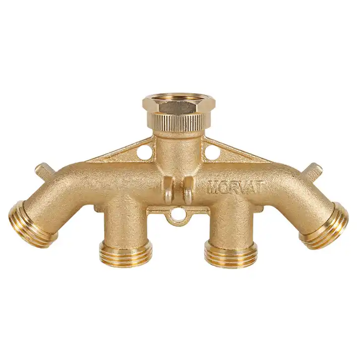 GeRain Heavy Duty Brass 4 Way Hose Splitter Valve Water Manifold