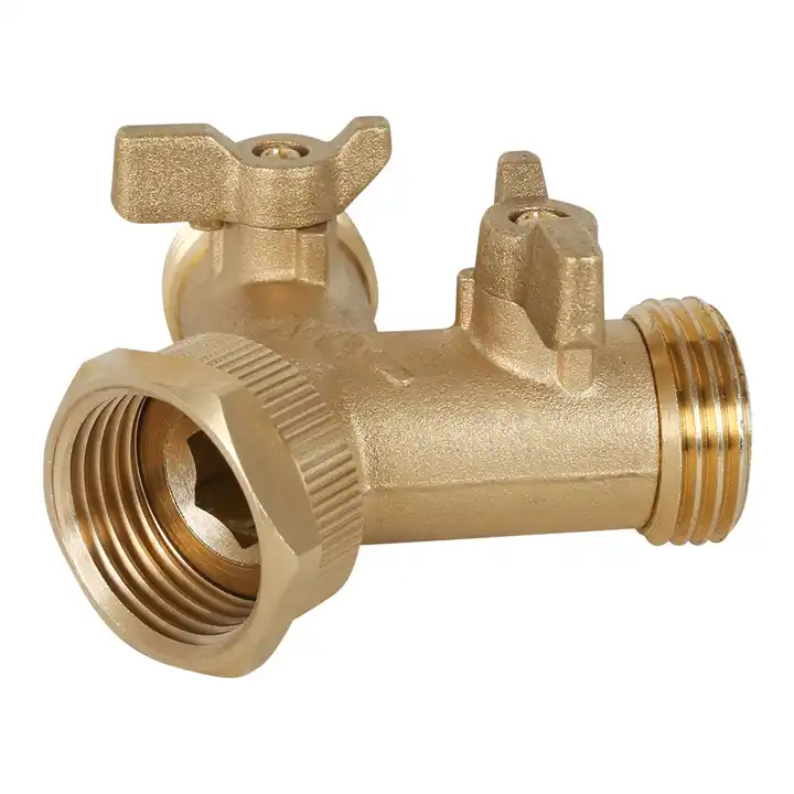 GeRain 3/4" Garden Y Shaped Brass Water Pipe Connector 2 Way Water Hose Splitter