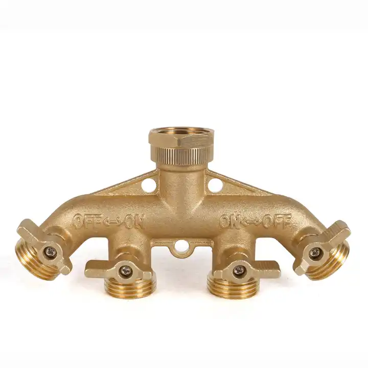 GeRain Heavy Duty Brass 4 Way Hose Splitter Valve Water Manifold