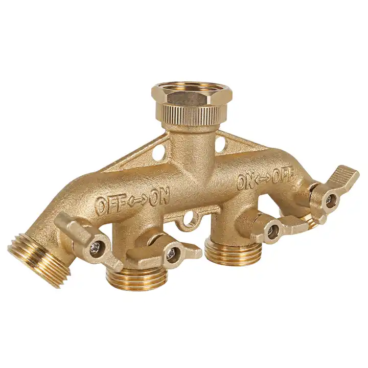 GeRain Heavy Duty Brass 4 Way Hose Splitter Valve Water Manifold