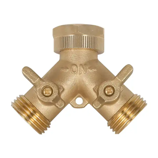 GeRain Garden Y Shaped Copper Brass Water Hose Connectors 2 Way Pipe Fitting