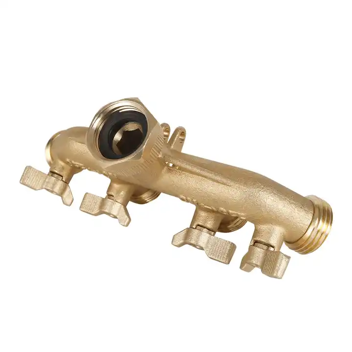 GeRain Heavy Duty Brass 4 Way Hose Splitter Valve Water Manifold