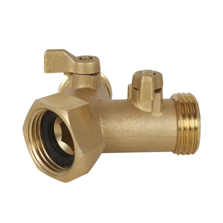 GeRain 3/4" Brass Garden 2 Way Y Shaped Water Hose Splitter Connector